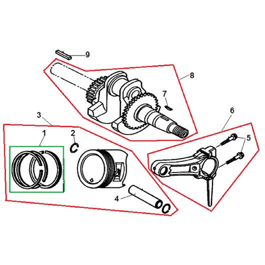 Поршень, шатун и коленвал Champion ST656